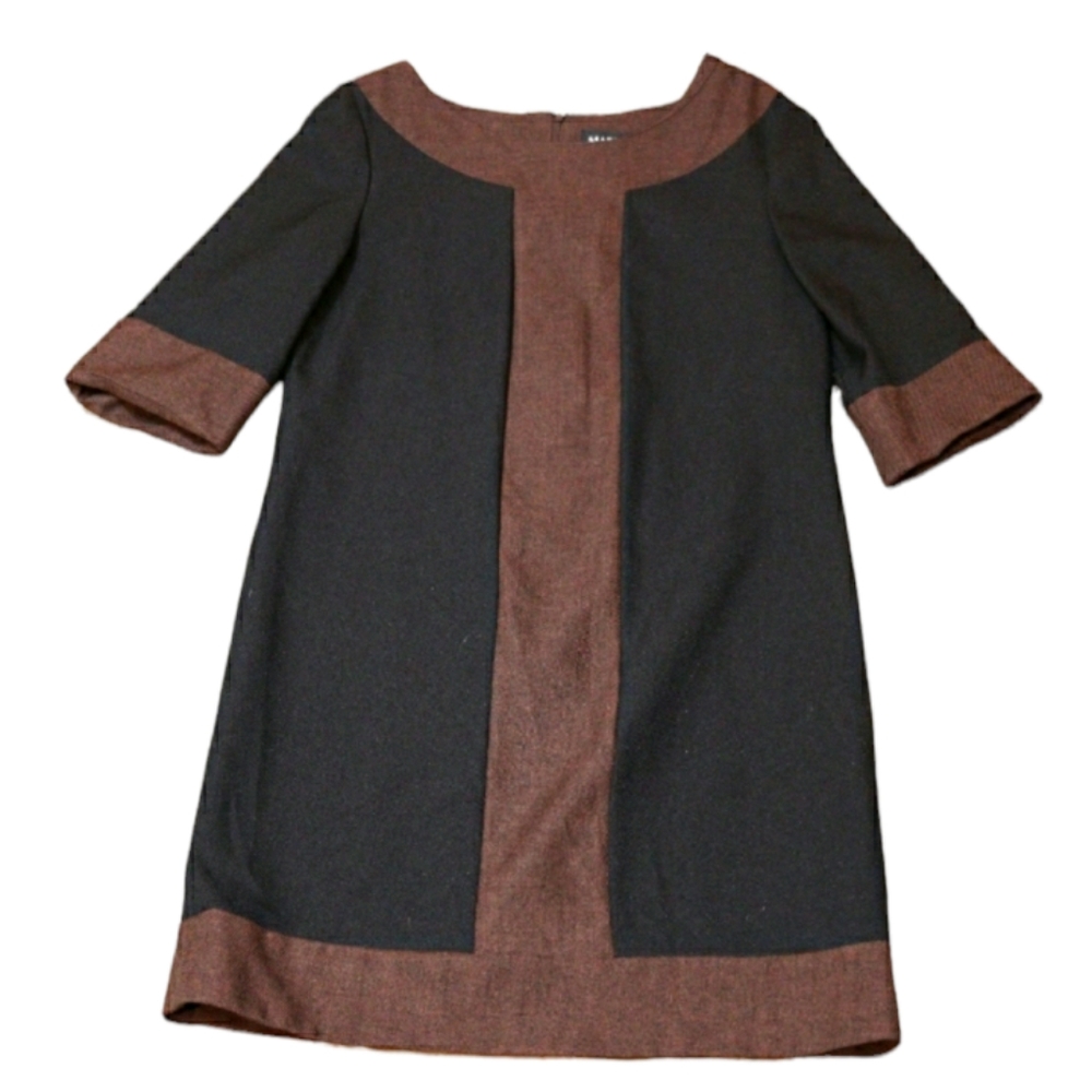 Vtg Mary Bays A Victoria Royals Company Black & Brown Color Block Dress 14
